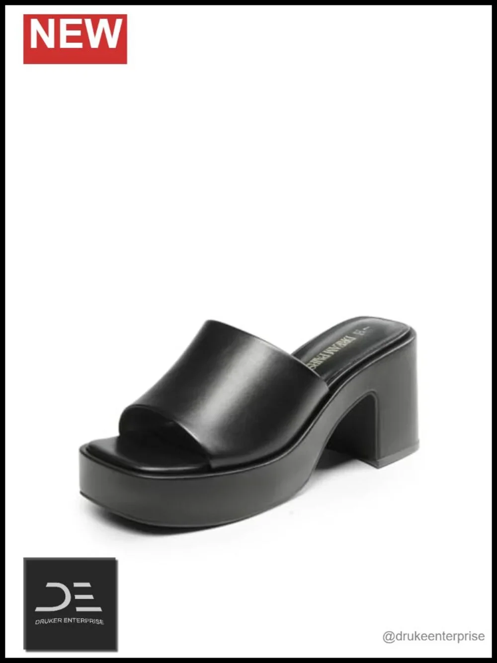Platform Chunky Heels Square Open Toe Block Heel Sandals Slip On